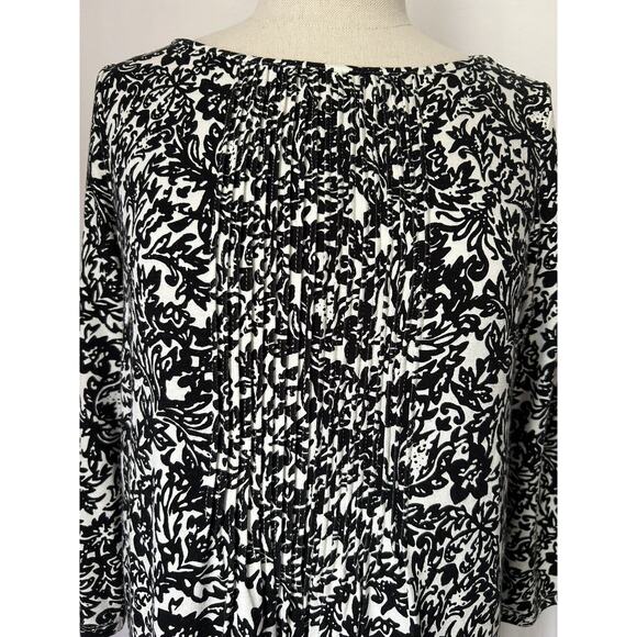 J. Jill Wearever Collection Petites Black Print Rayon Stretch Dress Womens PS SP - Picture 2 of 7